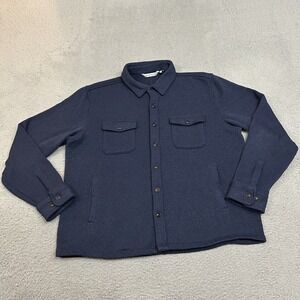 Peter Millar Jacket Mens 2XL XXL Blue Crown Sweater Fleece Shirt Button Shacket